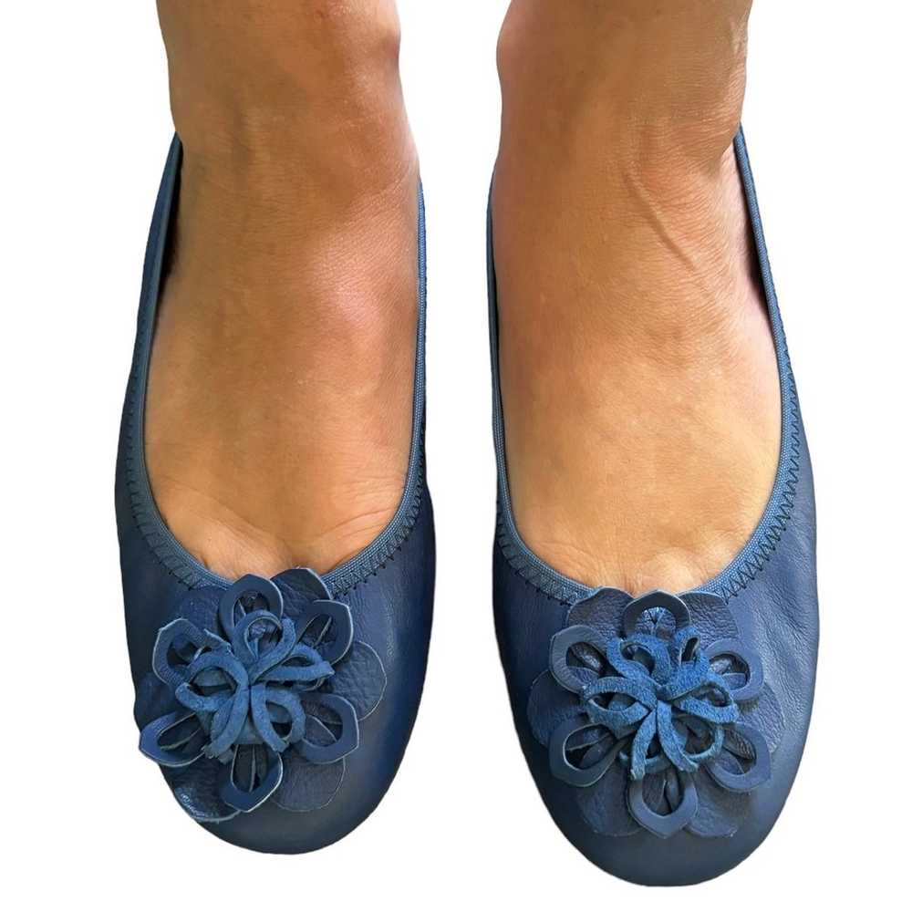 Born Julianne Blue Leather Rounded Toe Ballet Fla… - image 12