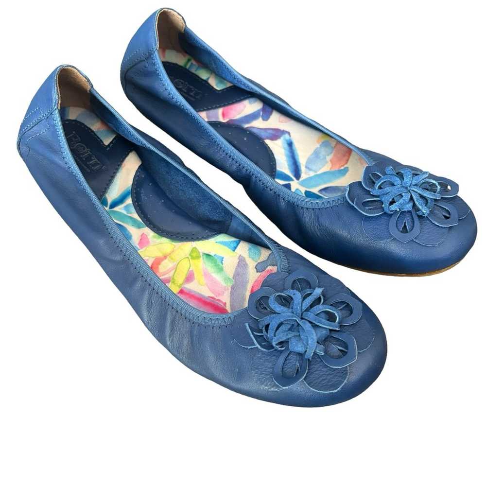 Born Julianne Blue Leather Rounded Toe Ballet Fla… - image 1