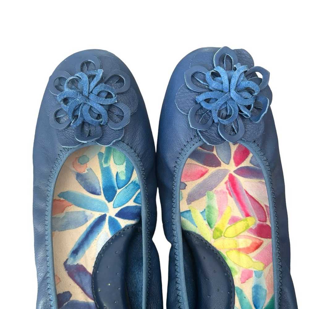 Born Julianne Blue Leather Rounded Toe Ballet Fla… - image 2