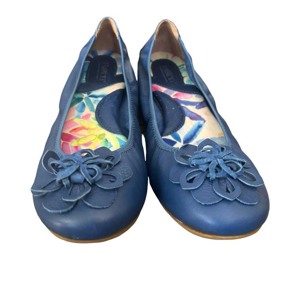 Born Julianne Blue Leather Rounded Toe Ballet Fla… - image 8