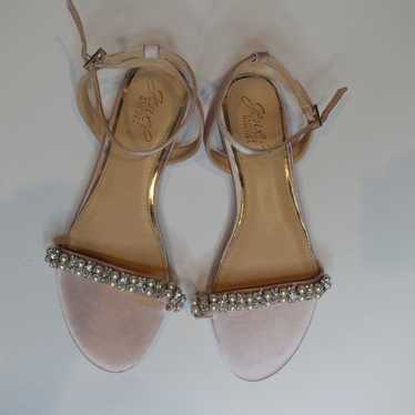 BADGLEY MISCHKA jewel flat sandals rose pink size 