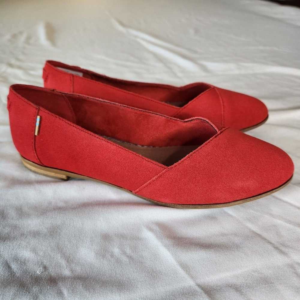 TOMS Julie Red Suede Leather Ballet Flats Women’s… - image 1