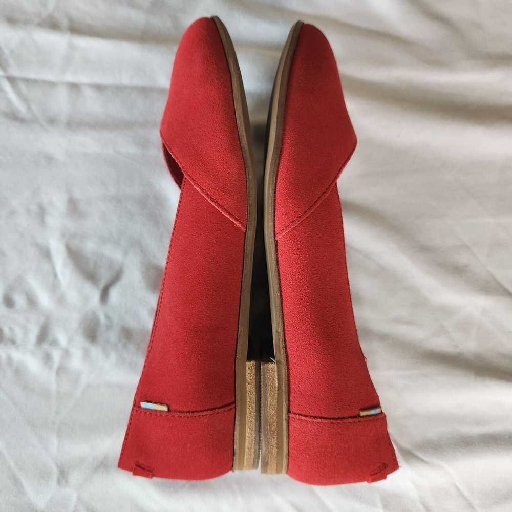 TOMS Julie Red Suede Leather Ballet Flats Women’s… - image 3