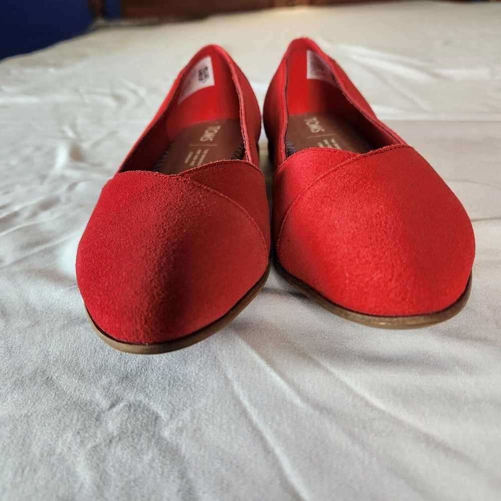 TOMS Julie Red Suede Leather Ballet Flats Women’s… - image 5