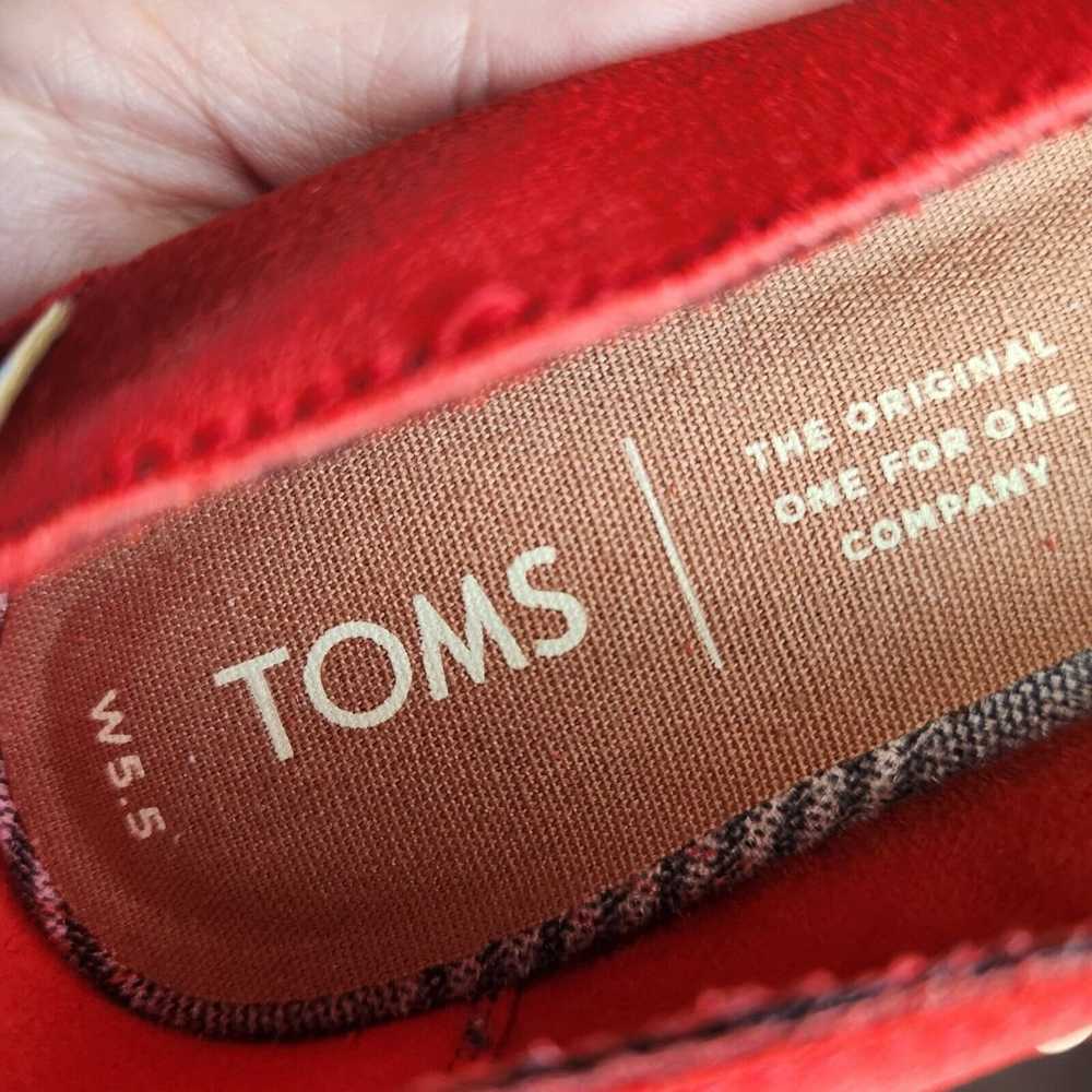 TOMS Julie Red Suede Leather Ballet Flats Women’s… - image 9