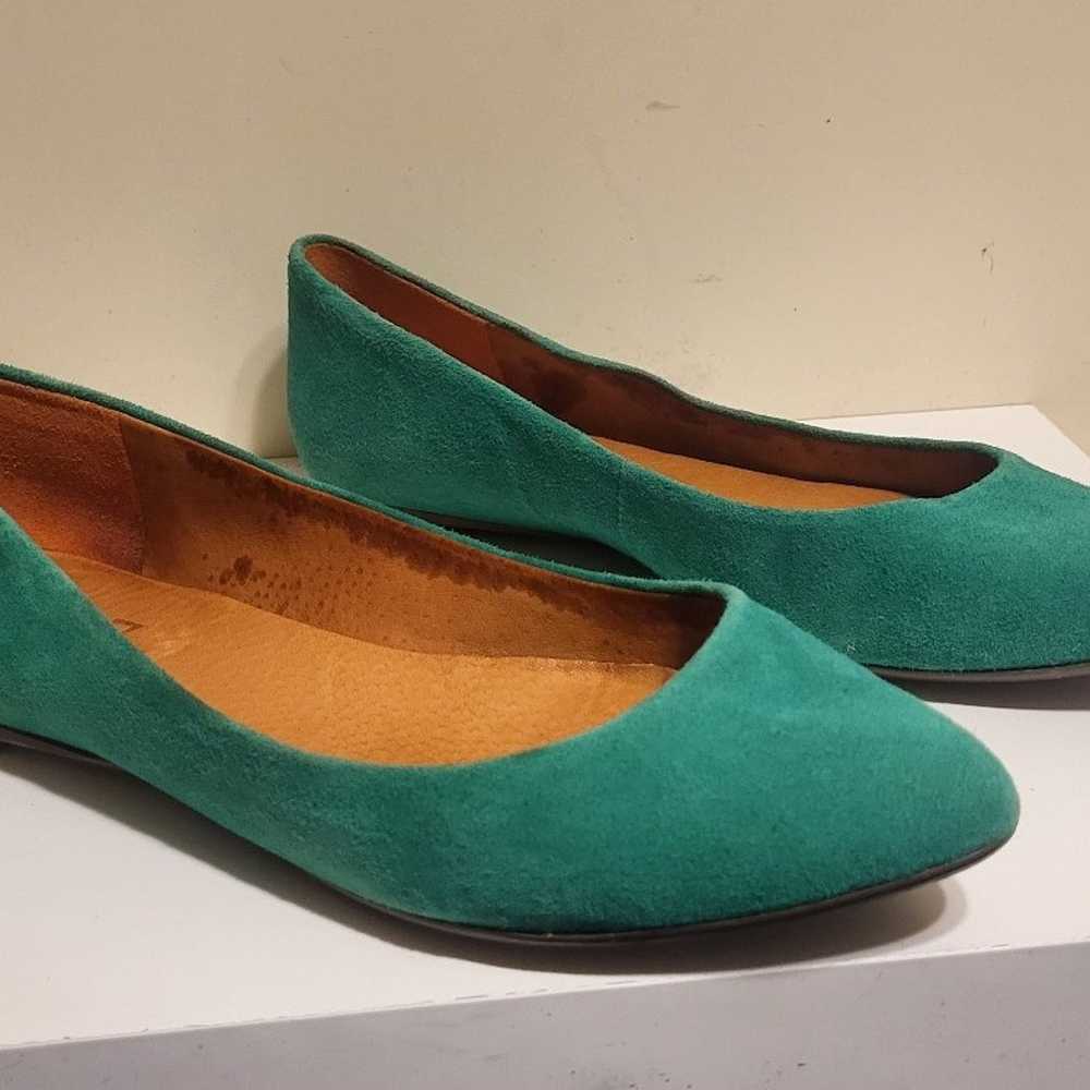 Madewell 1937 Green Suede Leather Lined Ballet Fl… - image 1