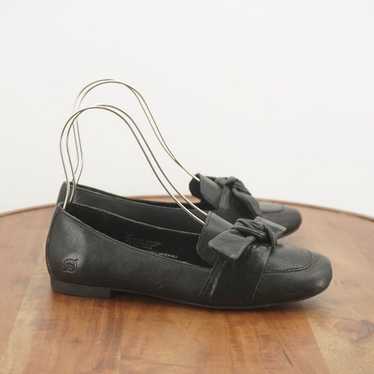 Born Womens Carrine Flats Bow Tie Square Toe Black