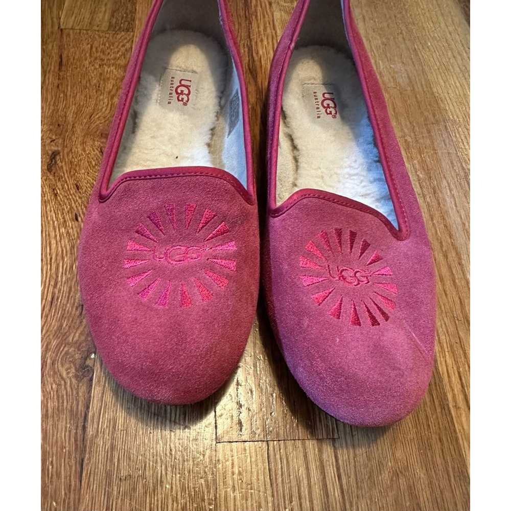 Ugg Alloway Leather Sheepskin Logo Pink Slip on F… - image 6