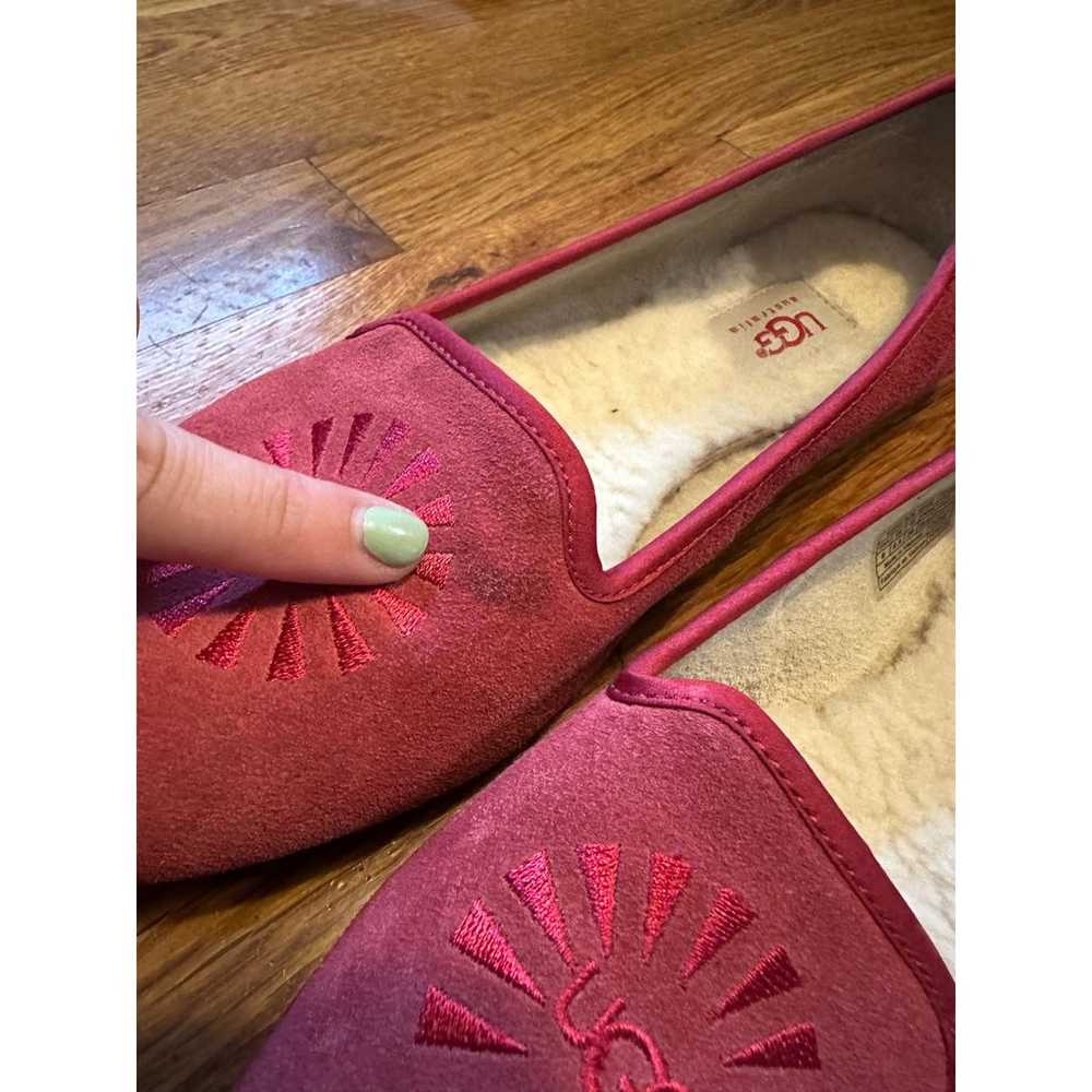 Ugg Alloway Leather Sheepskin Logo Pink Slip on F… - image 7