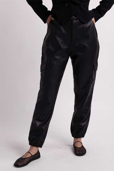 Black Jogger Style Pleather Pants