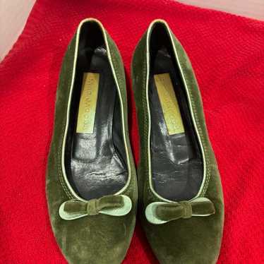 Marc Jacobs Green Velvet Flats with Bows Ballerin… - image 1