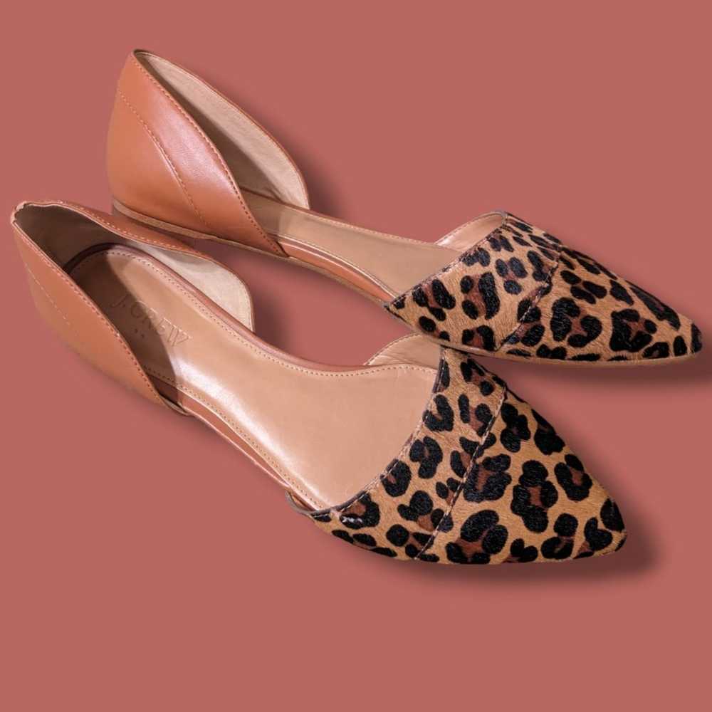 J. Crew Leopard Pointed Toe D'Orsay Flats Size 9 - image 1