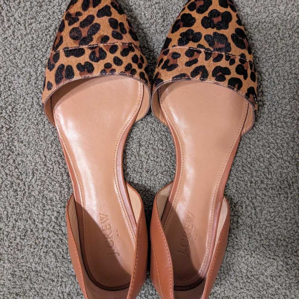 J. Crew Leopard Pointed Toe D'Orsay Flats Size 9 - image 2