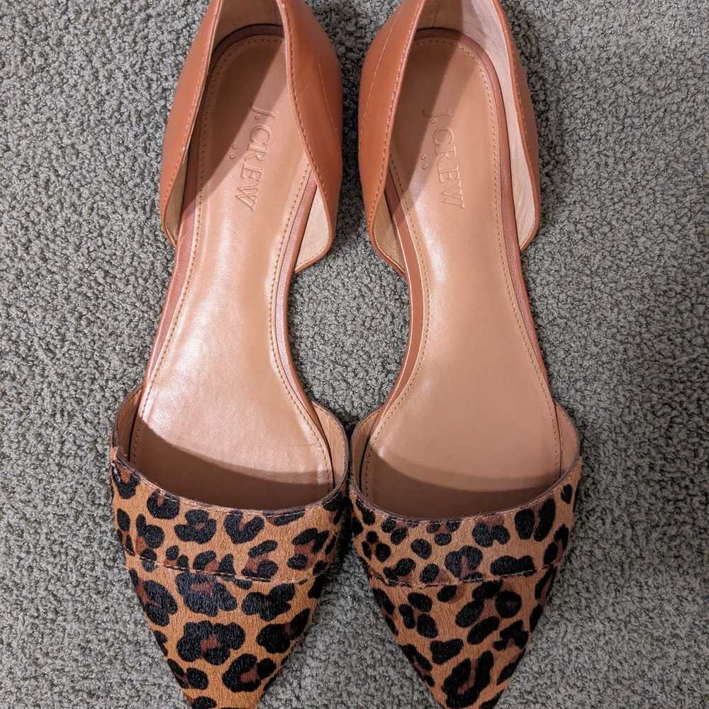 J. Crew Leopard Pointed Toe D'Orsay Flats Size 9 - image 3