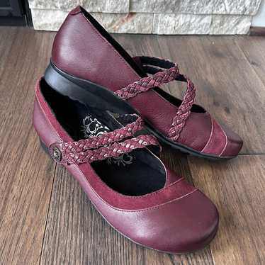 Womens Aetrex Ada Burgundy Braided Mary Jane, size