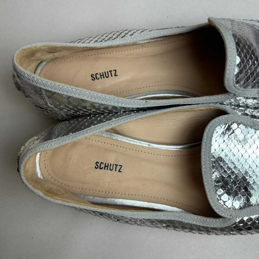 SCHUTZ Rita silver leather upper flats slip on si… - image 2