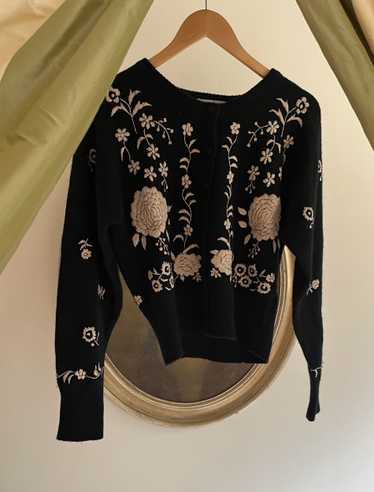 Vintage Lambswool Angora Embroidered Cardigan