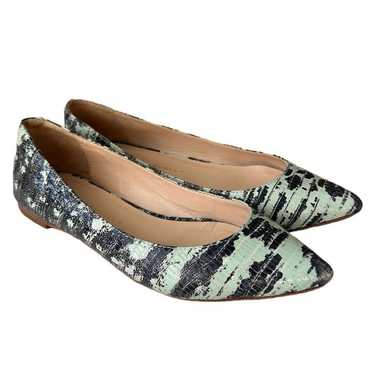 Loeffler Randall Snake Print Green/Black Ballet F… - image 1