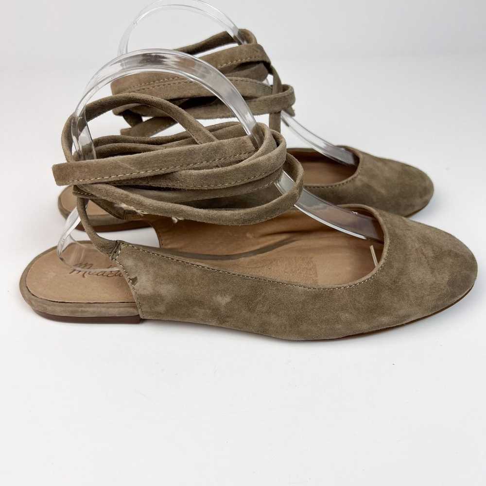 Madewell April Tan Suede Leather Ankle Wrap Balle… - image 5