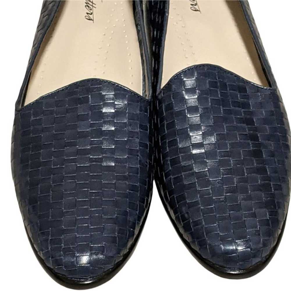 Trotters Liz woven leather comfort navy slip on c… - image 1