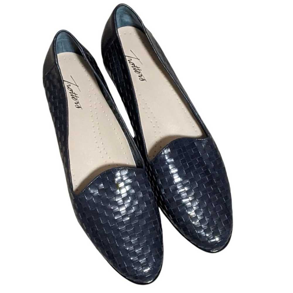 Trotters Liz woven leather comfort navy slip on c… - image 2