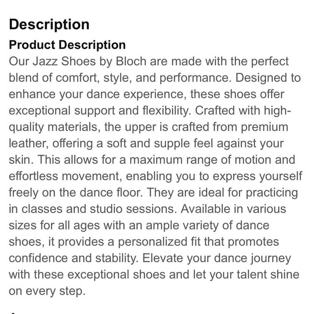 BLOCH Dance Jazz Super soft Leather Elastic Slip … - image 9