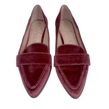 Sole Society Women 7 Edie Burgundy Velvet Loafer … - image 1