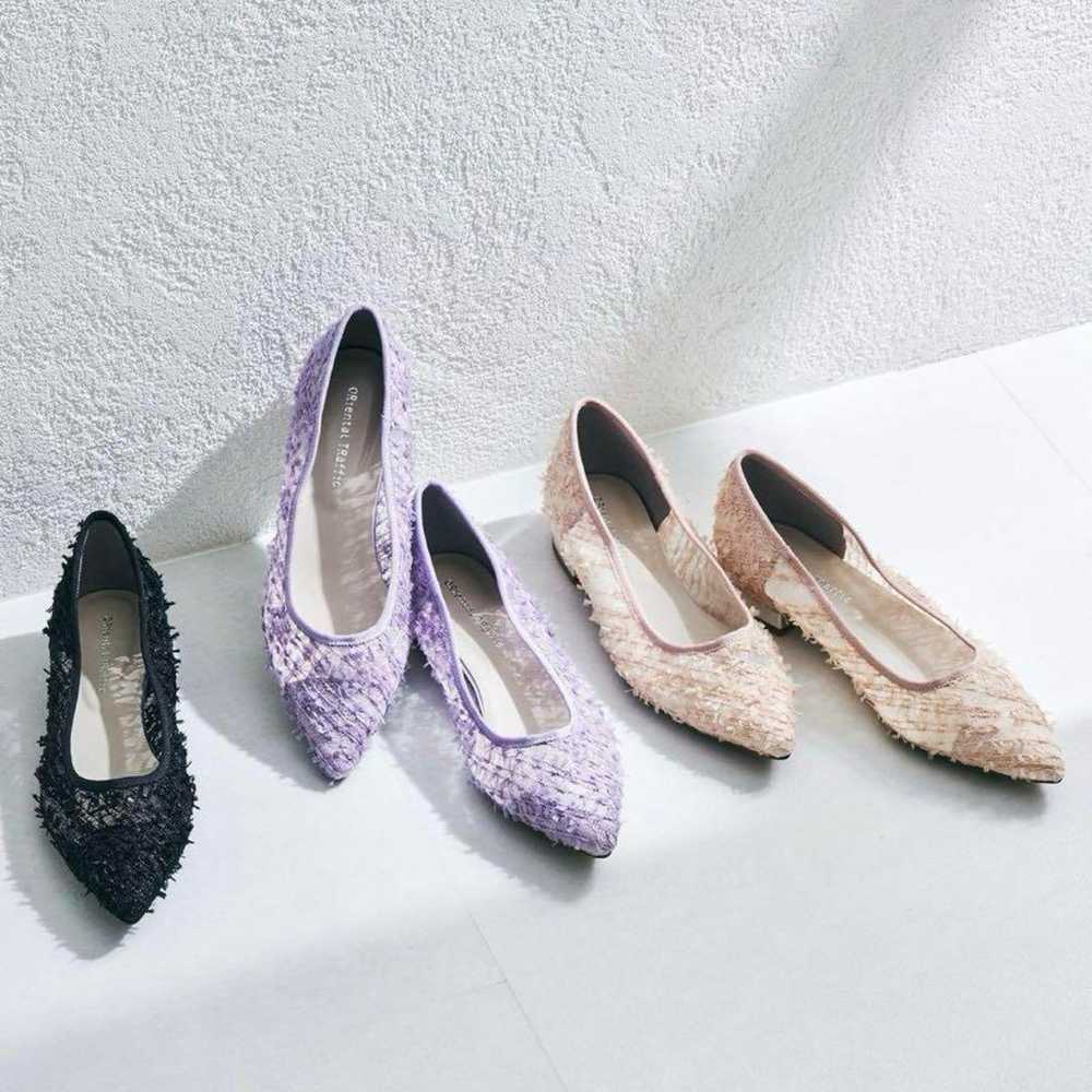 Oriental Traffic Metallic Heel Tulle Pumps, size … - image 1