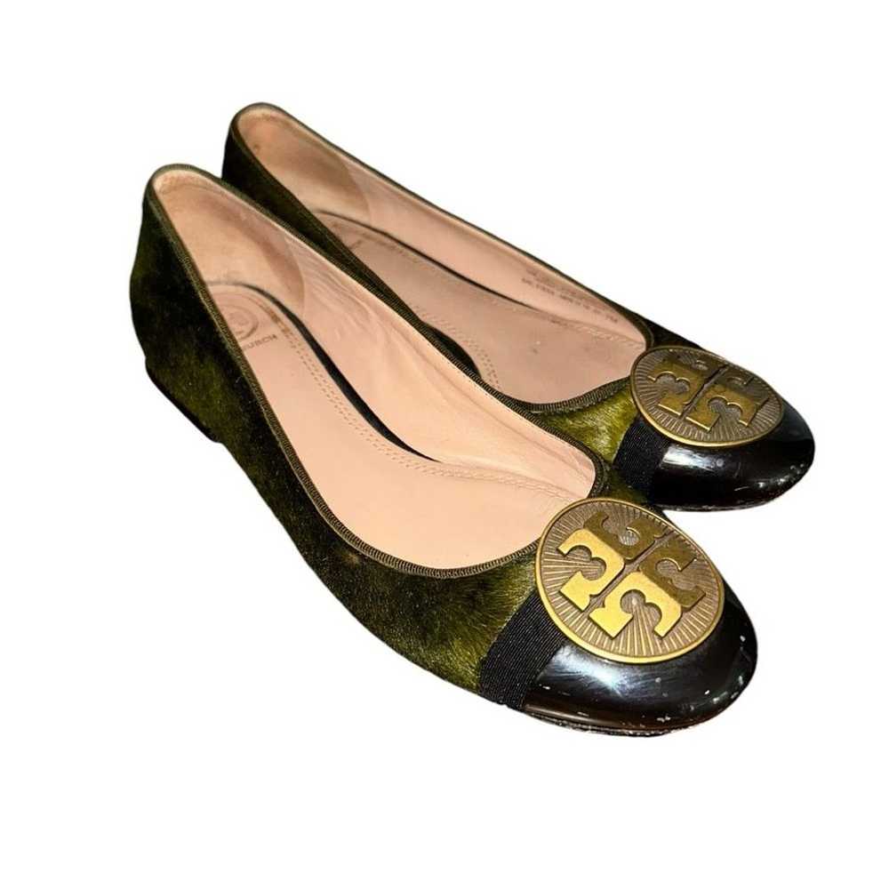 Tory Burch Alastair Ballerina Green Calf Hair Bal… - image 1