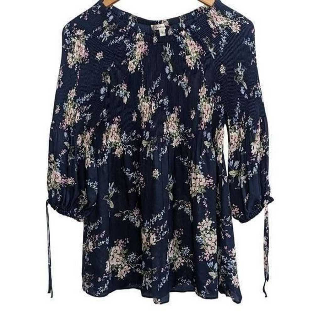 Vintage Quintessential Navy Floral Blouse Large - image 2