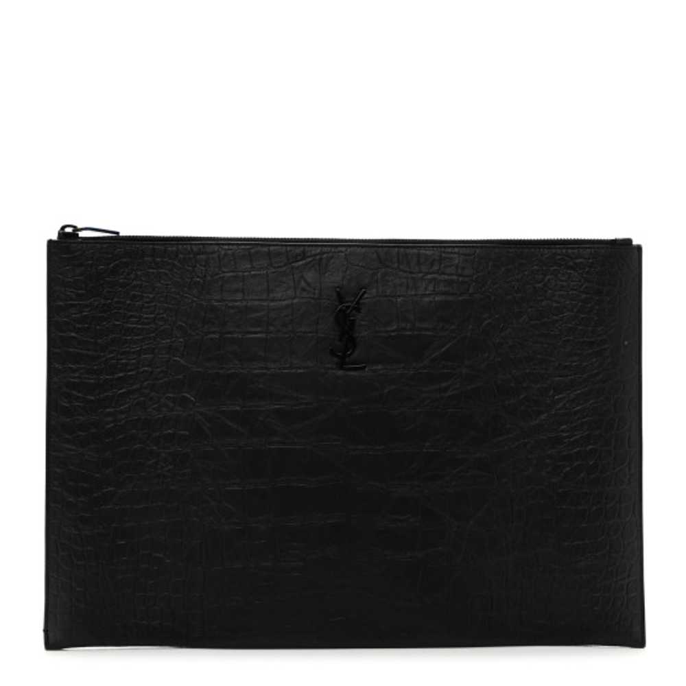 SAINT LAURENT Calfskin Crocodile Embossed Monogra… - image 1