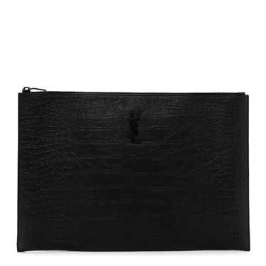 SAINT LAURENT Calfskin Crocodile Embossed Monogra… - image 1