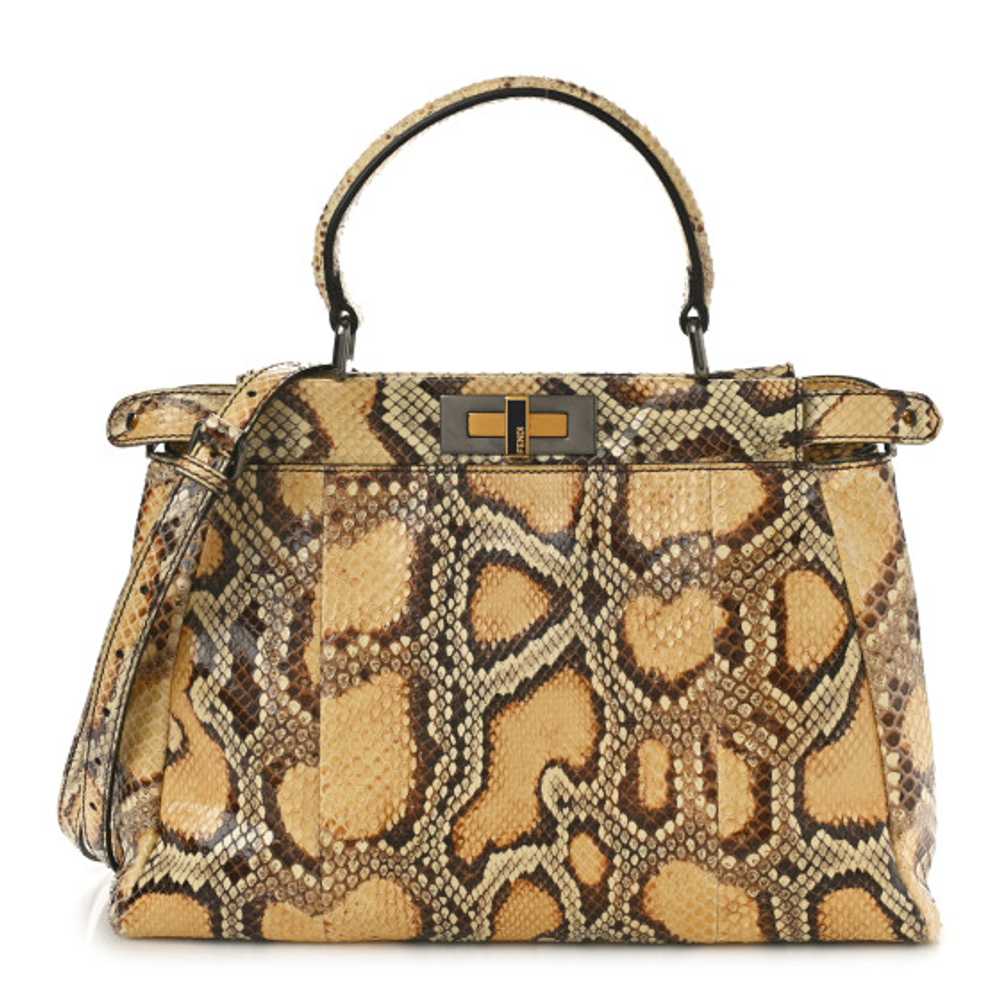 FENDI Snakeskin Medium Peekaboo Iconic Satchel Tan - image 1