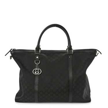 GUCCI Nylon Monogram GG Charm Satchel Black