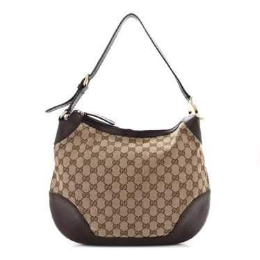 GUCCI Monogram Medium Charlotte Hobo Brown