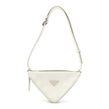 PRADA Saffiano Triangle Shoulder Belt Bag White