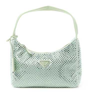 PRADA Satin Crystal Mini Re-Edition 2000 Bag Acqua