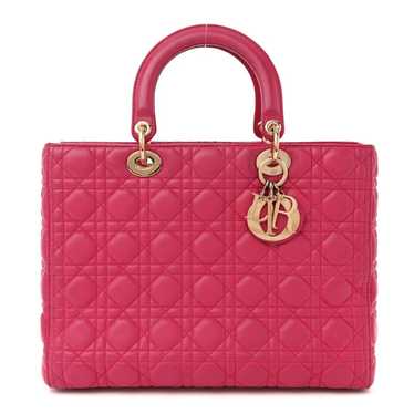 CHRISTIAN DIOR Lambskin Cannage Large Lady Dior Pi