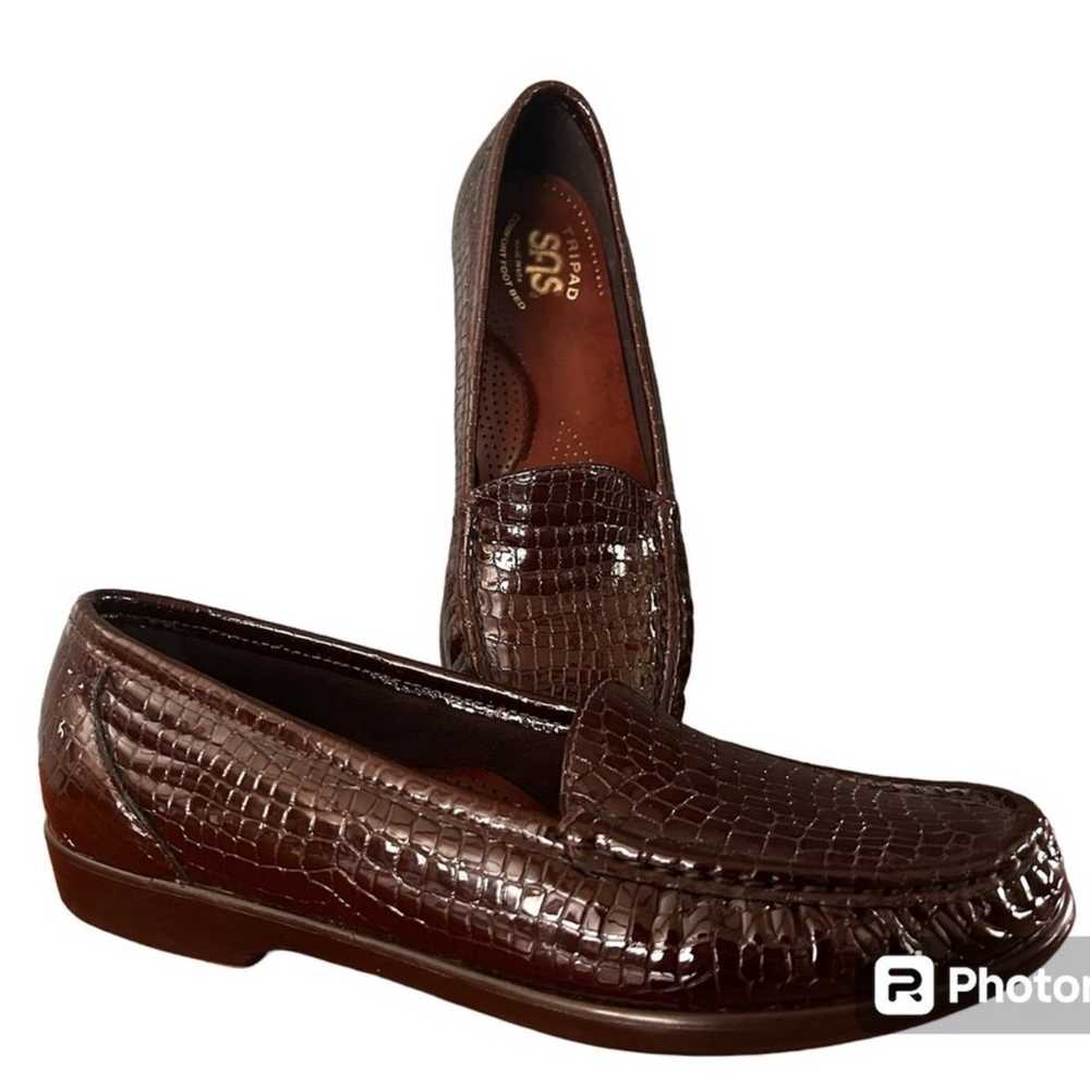 SAS Simplify Tripad Slip On Brown Leather Croc Si… - image 2