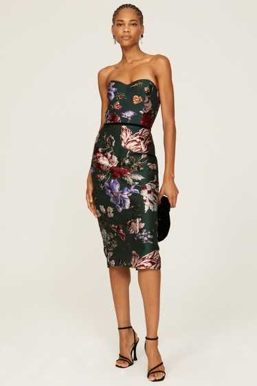 Marchesa Notte Strapless Floral Dress