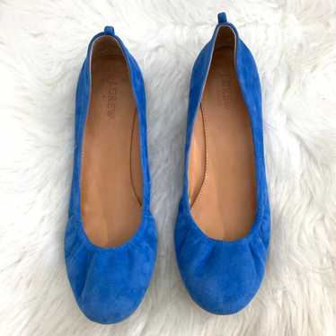 J Crew Anya Blue Suede Ballet Flats