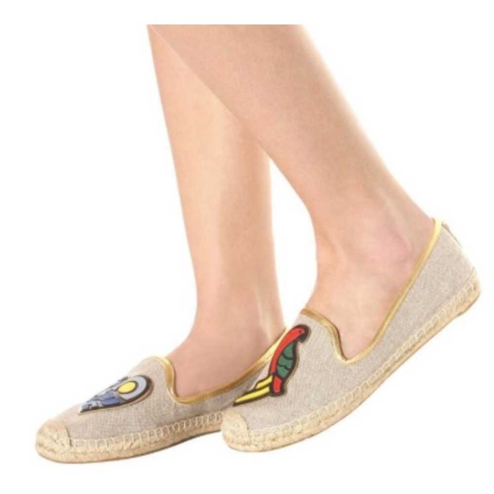 Tory Burch Parrot Canvas Flats Size 10 - image 2