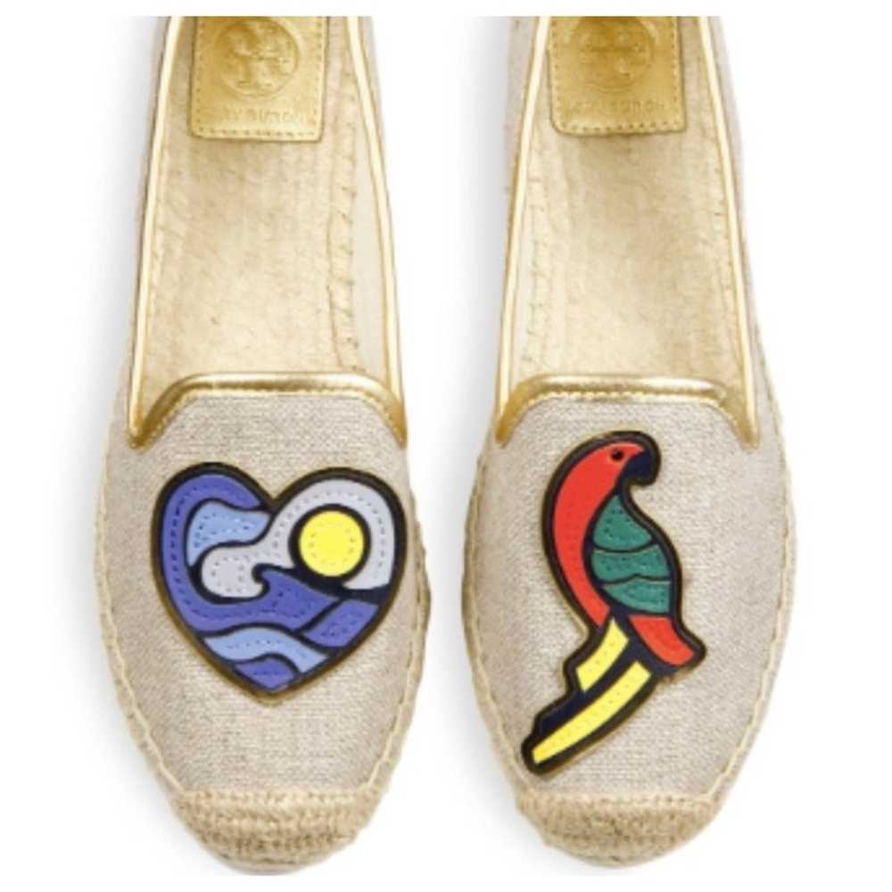 Tory Burch Parrot Canvas Flats Size 10 - image 3