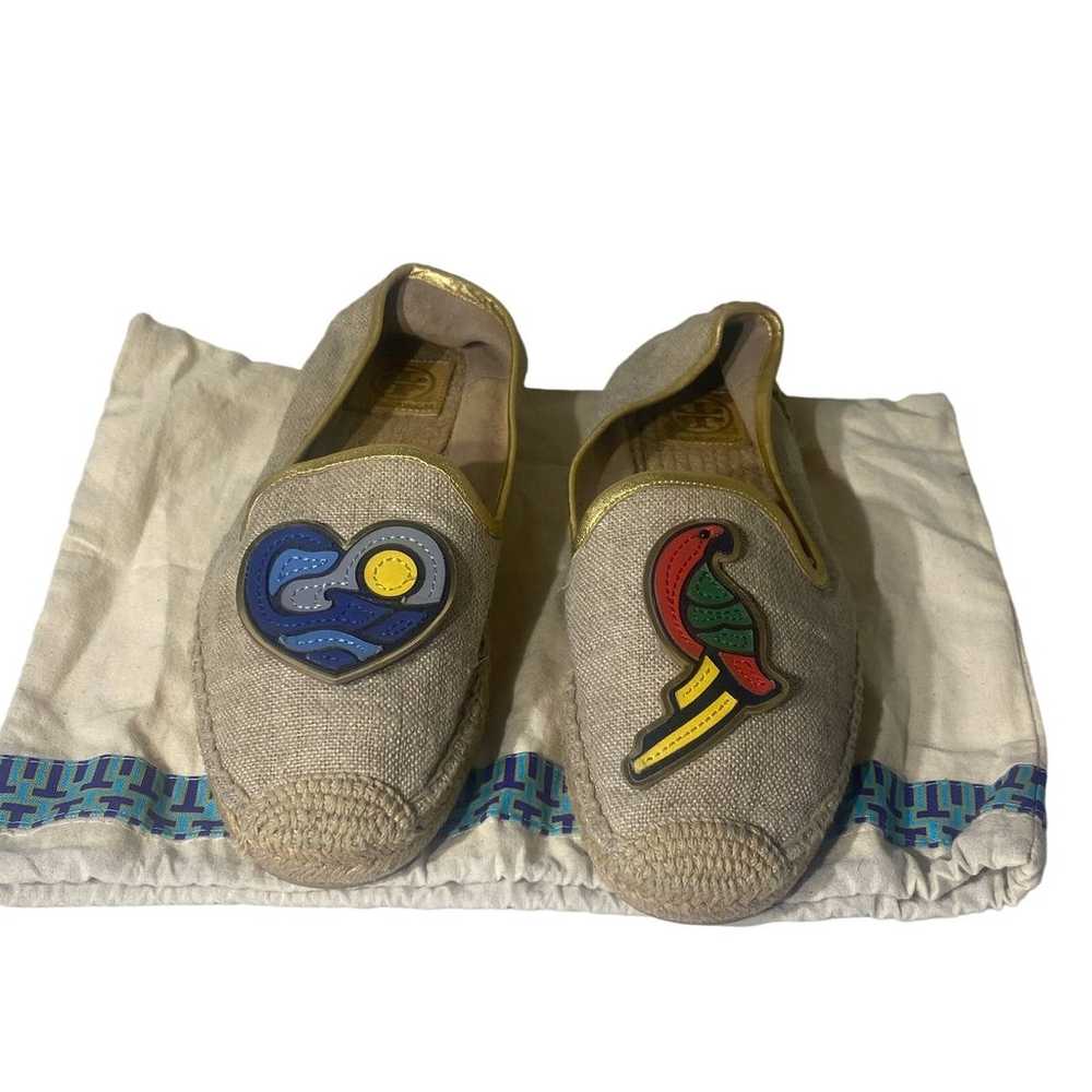 Tory Burch Parrot Canvas Flats Size 10 - image 4