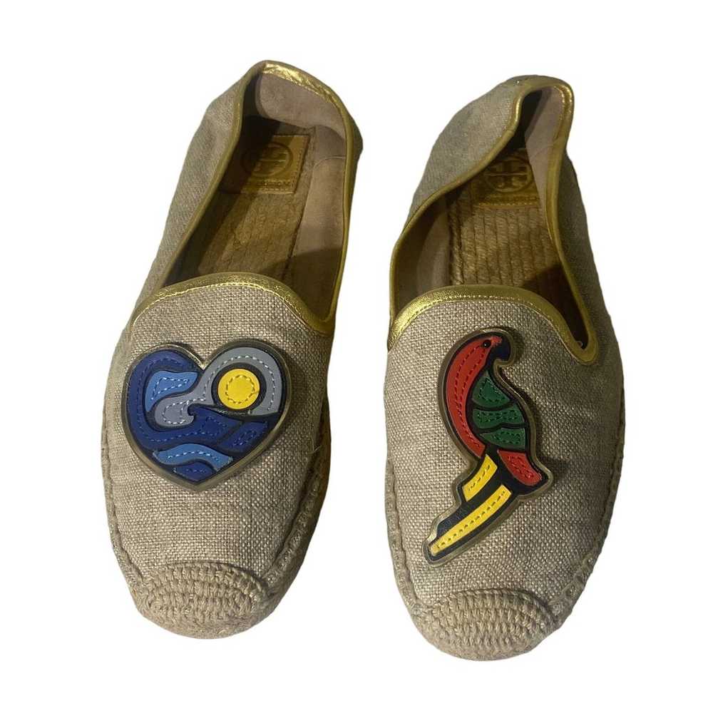 Tory Burch Parrot Canvas Flats Size 10 - image 5