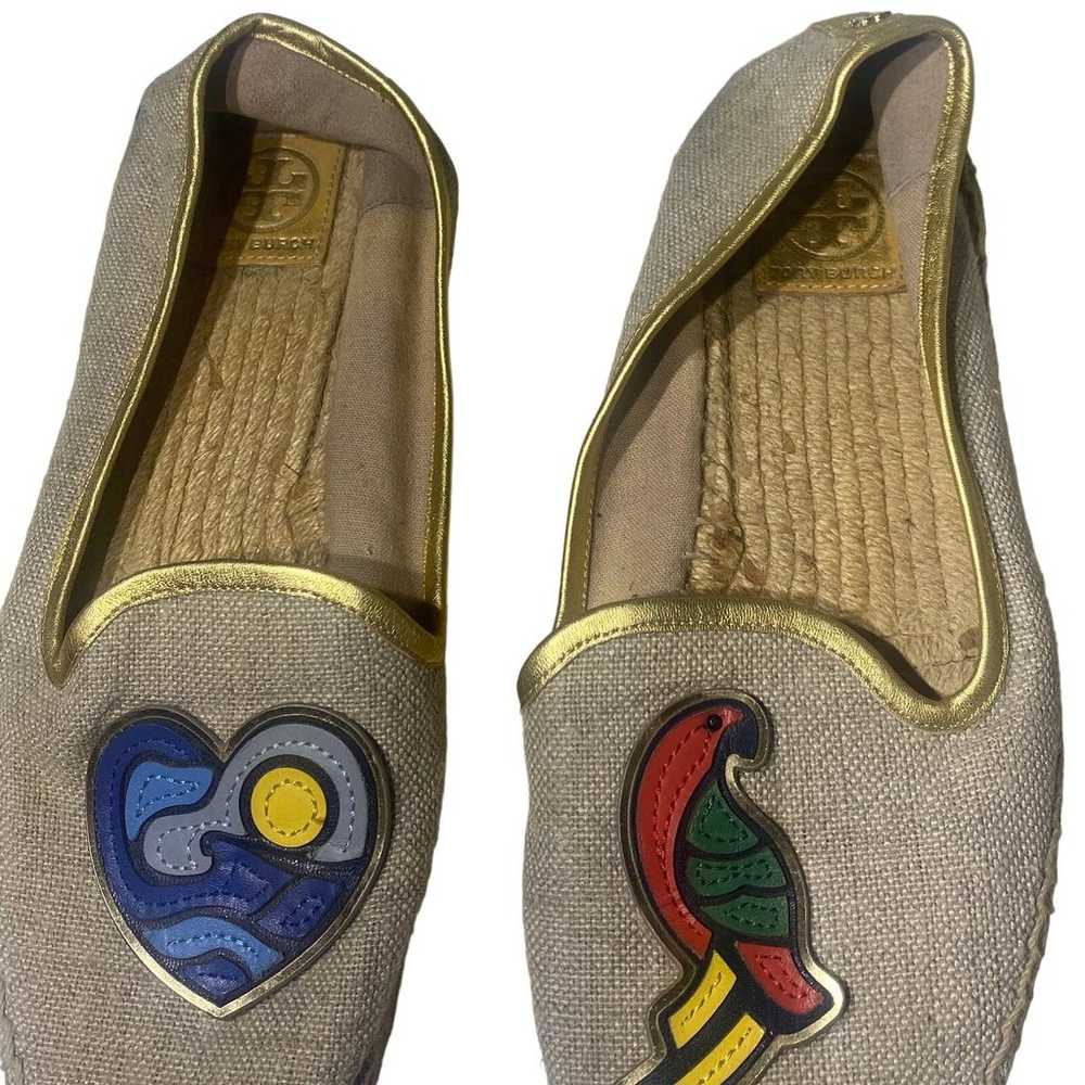 Tory Burch Parrot Canvas Flats Size 10 - image 9