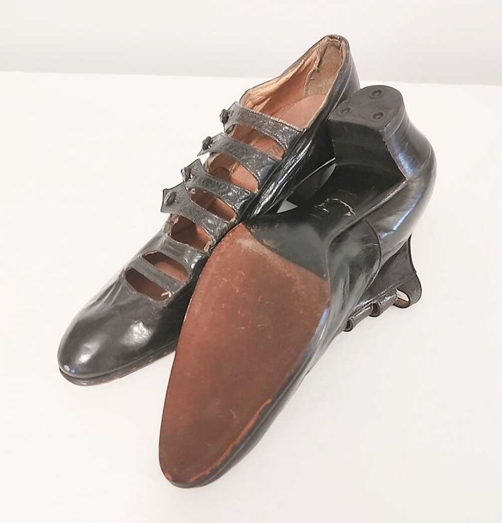 Antique Edwardian 1900s Black Leather Unworn Stra… - image 6