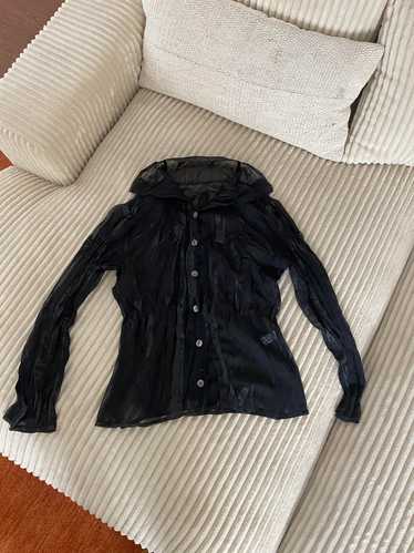 Yoshiki Hishinuma Black Crinkle Blouse (M) | Used,