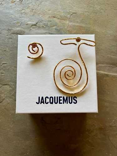 Jacquemus La Spirale Asymmetrical Gold Earrings |…