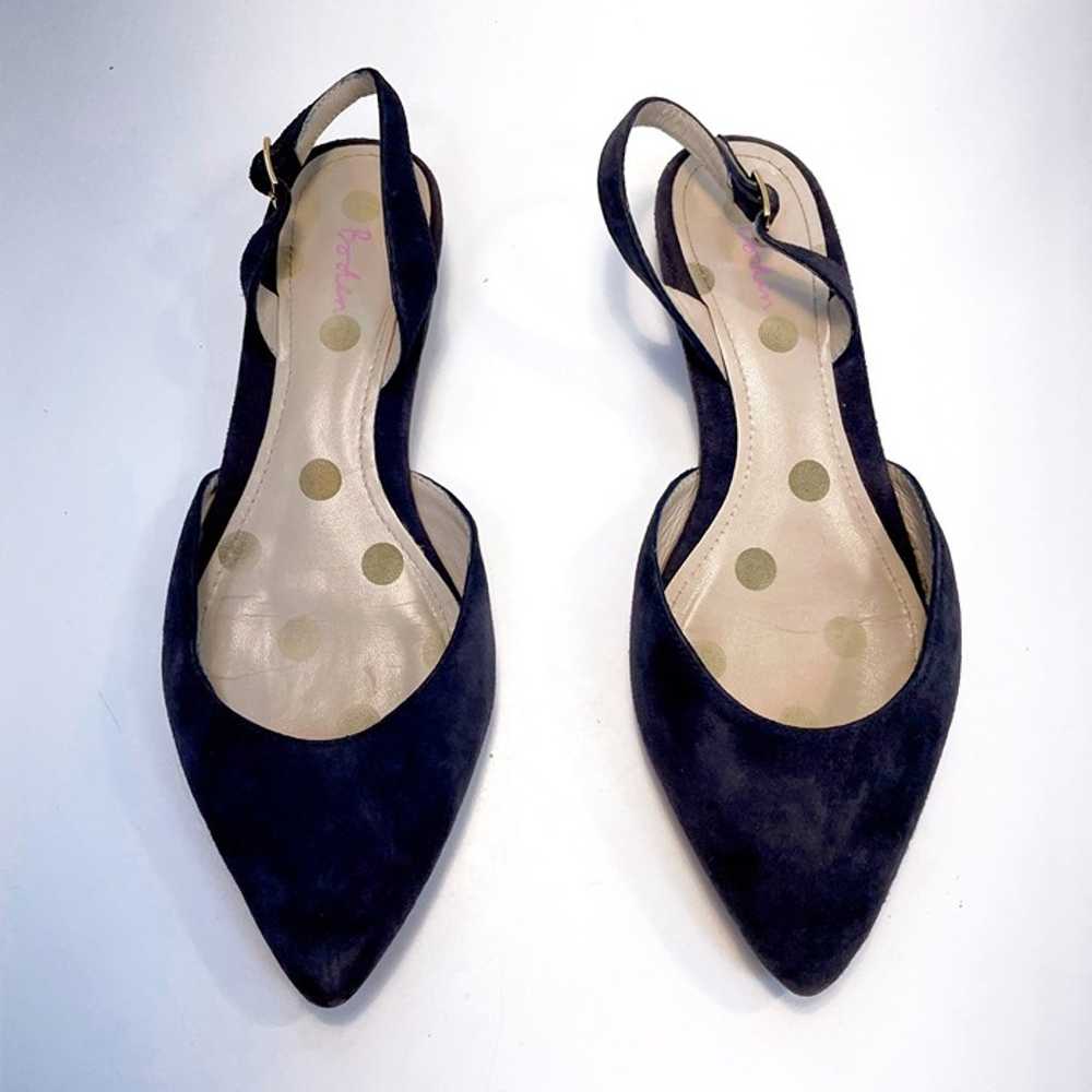 Boden Cecelia Navy Suede Slingback Flats, Size 6 - image 3